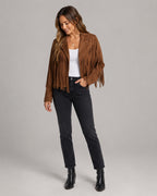 Vyla™ Boho Fringe Suede Moto Jacket