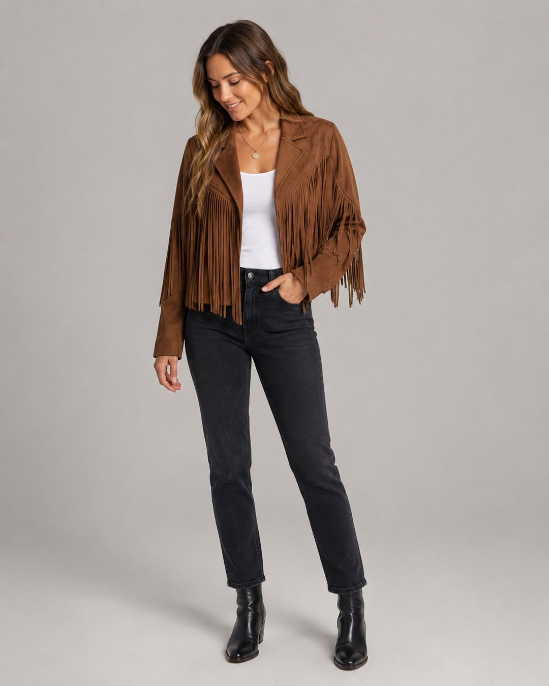 Vyla™ Boho Fringe Suede Moto Jacket
