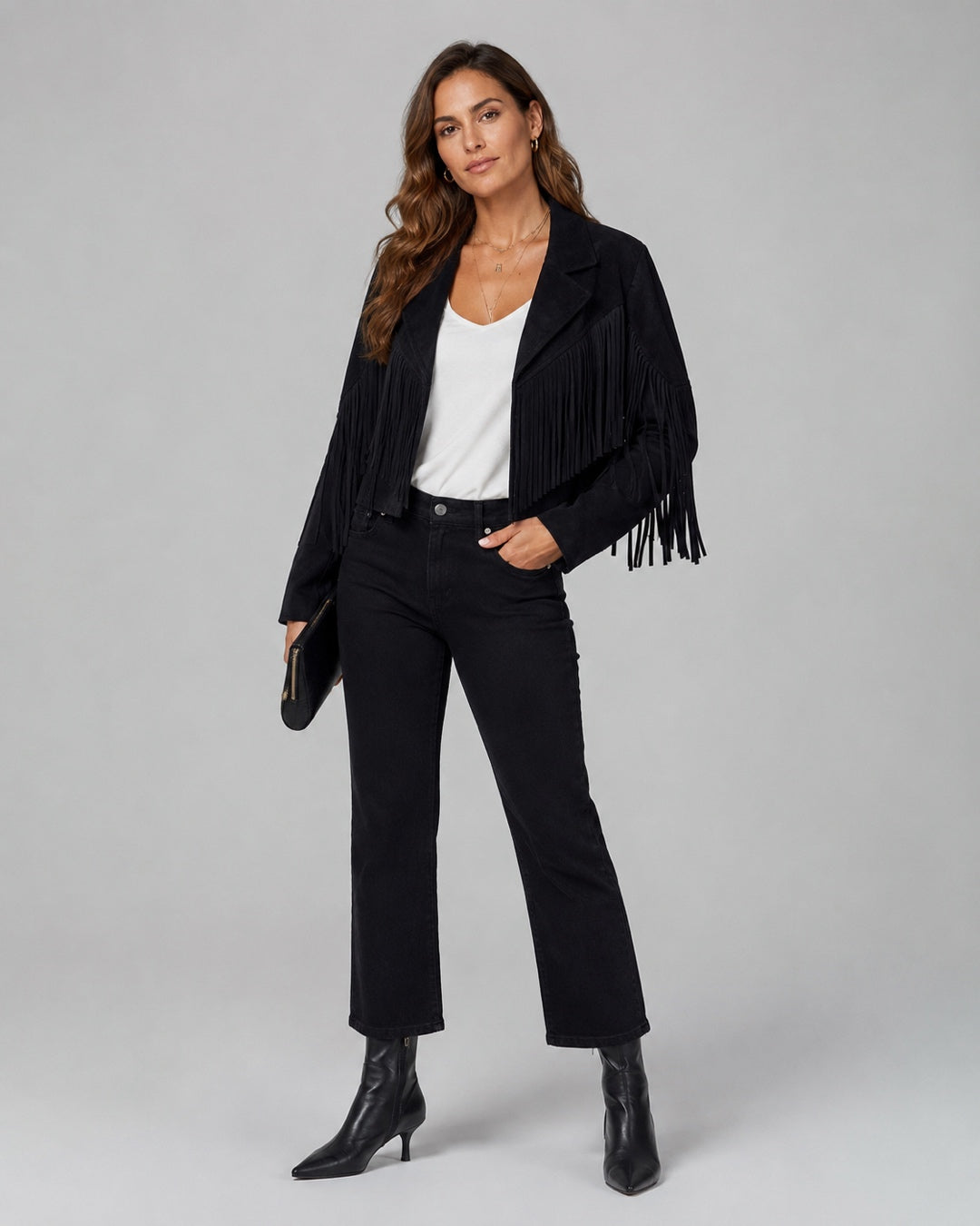 Vyla™ Boho Fringe Suede Moto Jacket