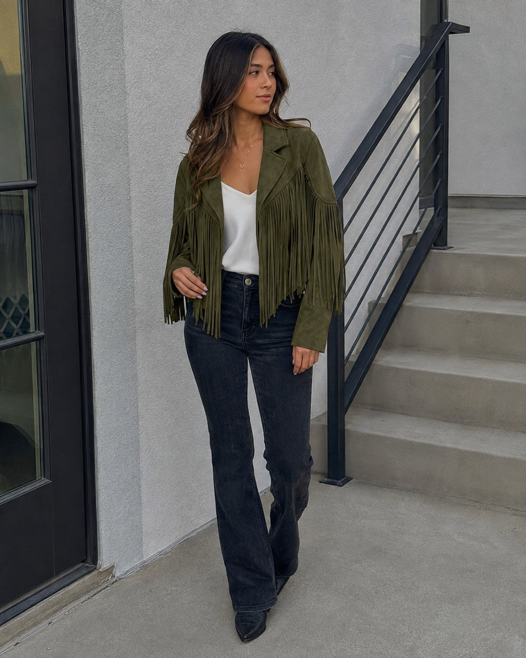 Vyla™ Boho Fringe Suede Moto Jacket