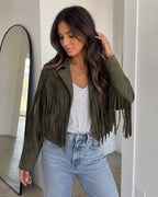 Vyla™ Boho Fringe Suede Moto Jacket