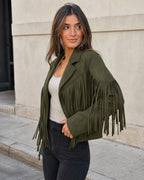 Vyla™ Boho Fringe Suede Moto Jacket