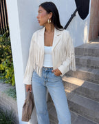 Vyla™ Boho Fringe Suede Moto Jacket