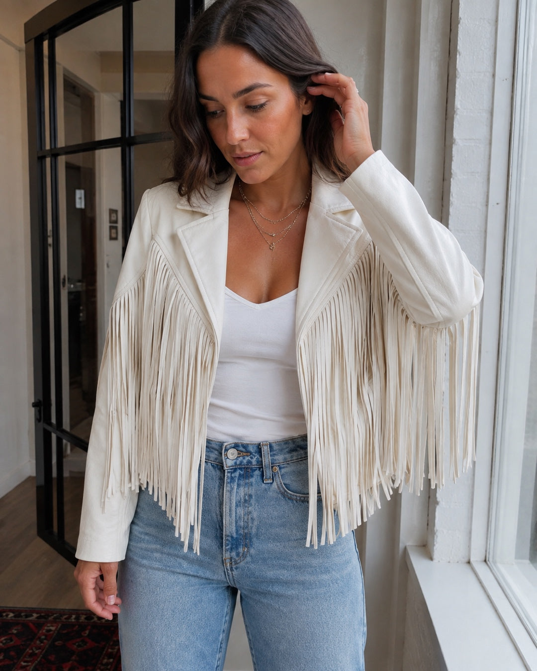 Vyla™ Boho Fringe Suede Moto Jacket