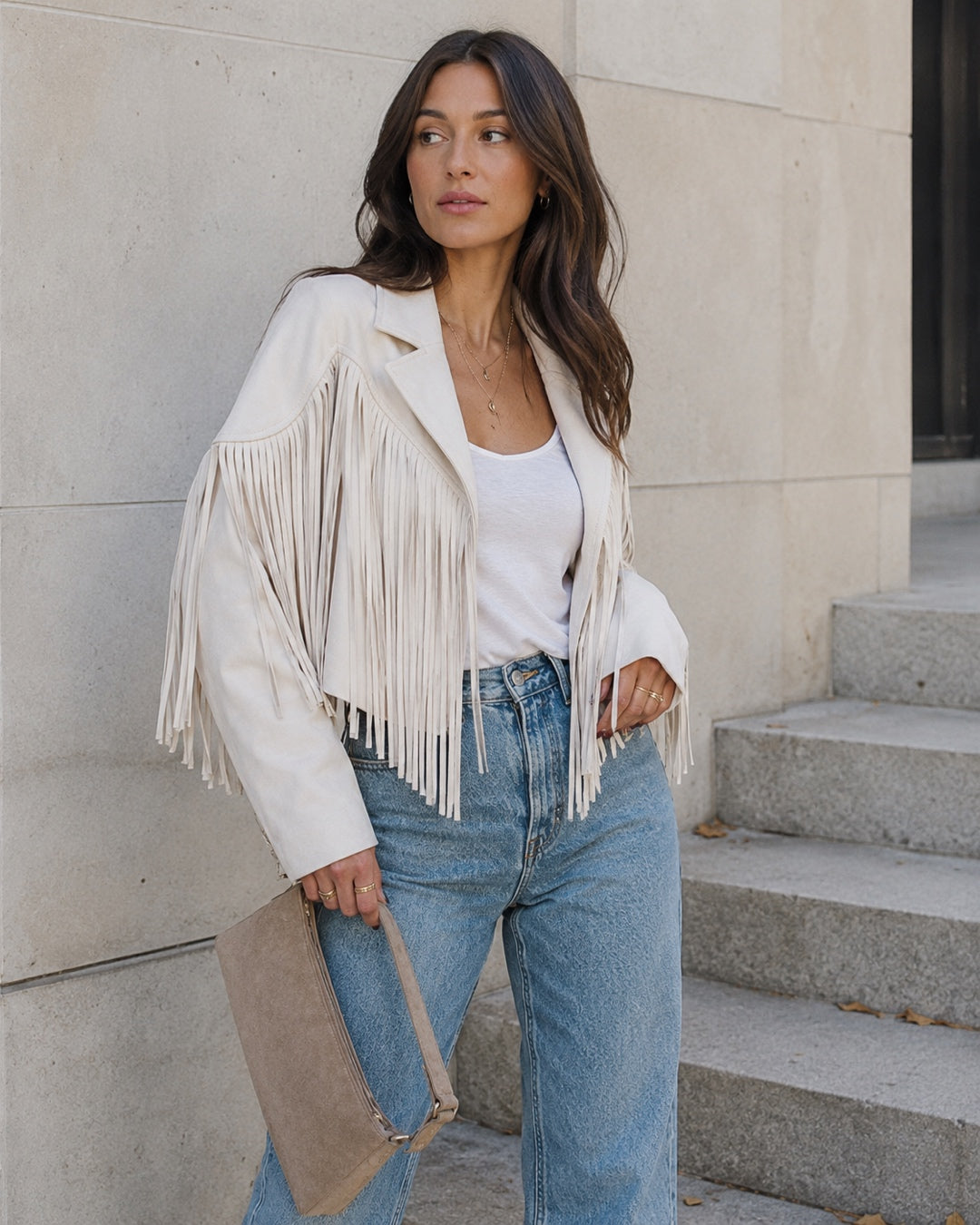 Vyla™ Boho Fringe Suede Moto Jacket