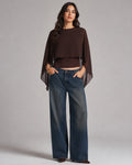 Vyla™ Elegant Poncho Sleeve Sheer Top