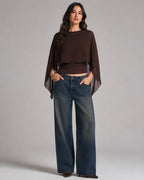 Vyla™ Elegant Poncho Sleeve Sheer Top
