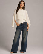 Vyla™ Elegant Poncho Sleeve Sheer Top