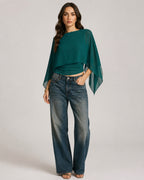 Vyla™ Elegant Poncho Sleeve Sheer Top