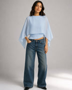 Vyla™ Elegant Poncho Sleeve Sheer Top