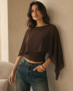 Vyla™ Elegant Poncho Sleeve Sheer Top