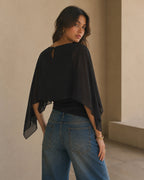 Vyla™ Elegant Poncho Sleeve Sheer Top