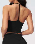 Vyla™ Halter V-Neck Sports Tank with Built-In Bra