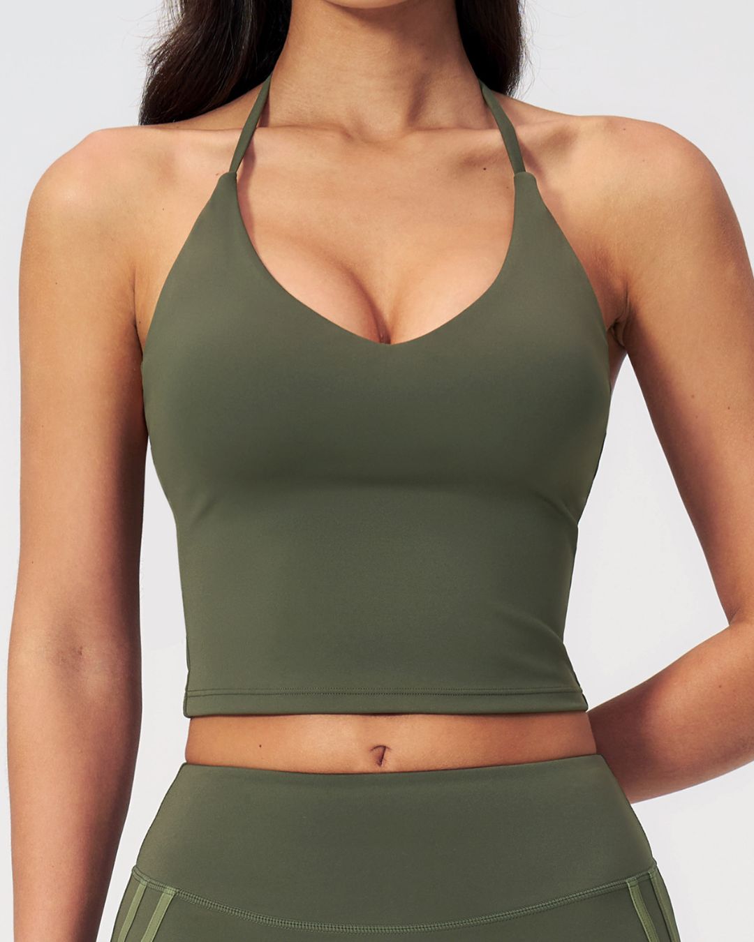 Vyla™ Halter V-Neck Sports Tank with Built-In Bra