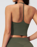 Vyla™ Halter V-Neck Sports Tank with Built-In Bra