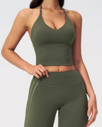 Vyla™ Halter V-Neck Sports Tank with Built-In Bra