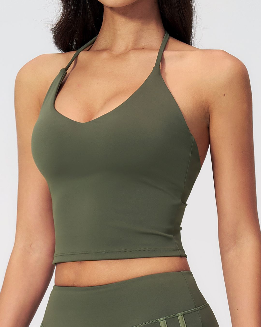 Vyla™ Halter V-Neck Sports Tank with Built-In Bra