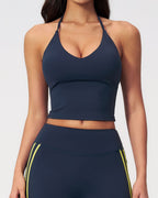Vyla™ Halter V-Neck Sports Tank with Built-In Bra