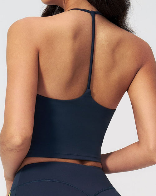 Vyla™ Halter V-Neck Sports Tank with Built-In Bra