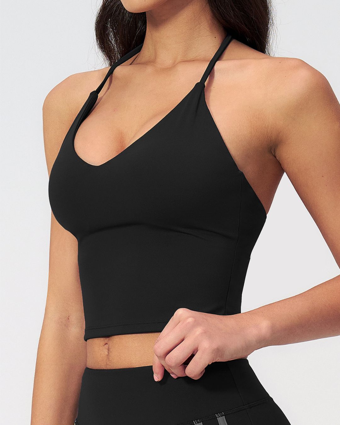 Vyla™ Halter V-Neck Sports Tank with Built-In Bra