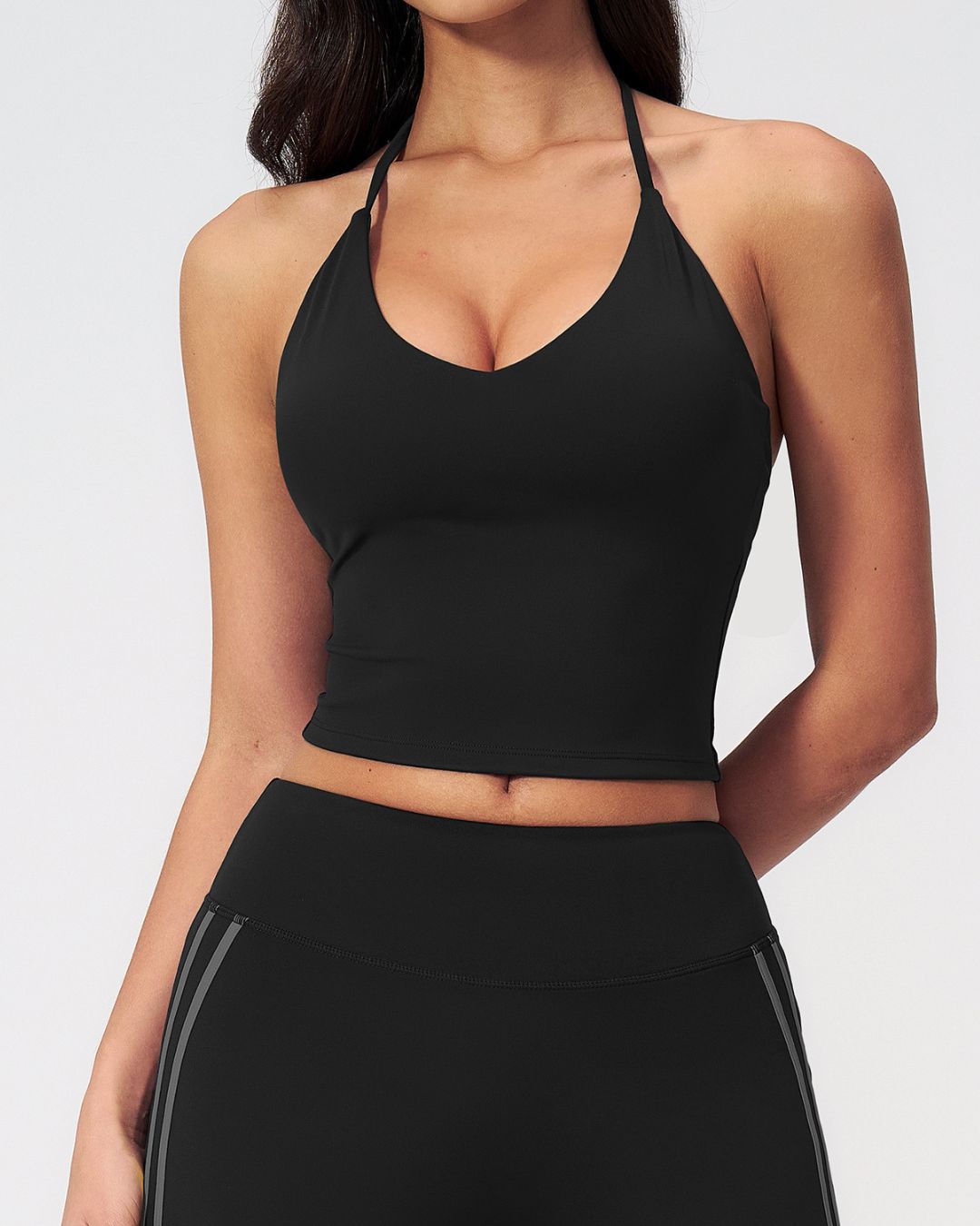 Vyla™ Halter V-Neck Sports Tank with Built-In Bra