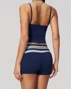 Vyla™ Contrast Polka Dot Halter Sculpting Yoga Tank