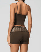 Vyla™ Contrast Polka Dot Halter Sculpting Yoga Tank