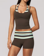 Vyla™ Contrast Polka Dot Halter Sculpting Yoga Tank