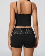 Vyla™ Contrast Polka Dot Halter Sculpting Yoga Tank