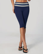 Vyla™ Contrast Polka Dot Foldover Waist Capri Leggings