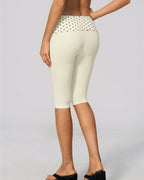Vyla™ Contrast Polka Dot Foldover Waist Capri Leggings