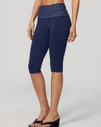 Vyla™ Contrast Polka Dot Foldover Waist Capri Leggings