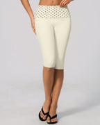 Vyla™ Contrast Polka Dot Foldover Waist Capri Leggings