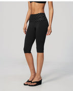 Vyla™ Contrast Polka Dot Foldover Waist Capri Leggings