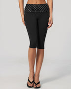 Vyla™ Contrast Polka Dot Foldover Waist Capri Leggings