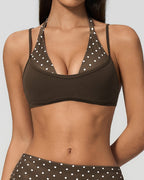Vyla™ Contrast Trim Strappy Back Halter Sports Bra