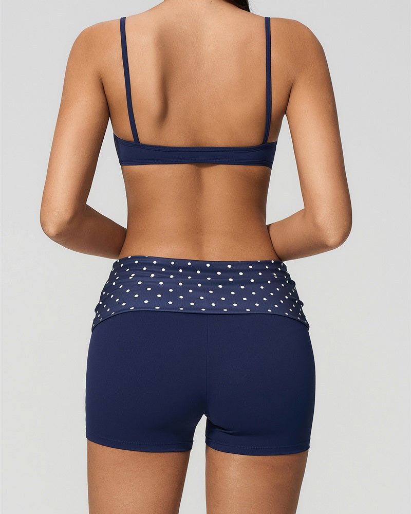 Vyla™ Contrast Trim Strappy Back Halter Sports Bra