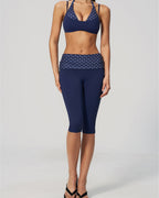 Vyla™ Contrast Trim Strappy Back Halter Sports Bra