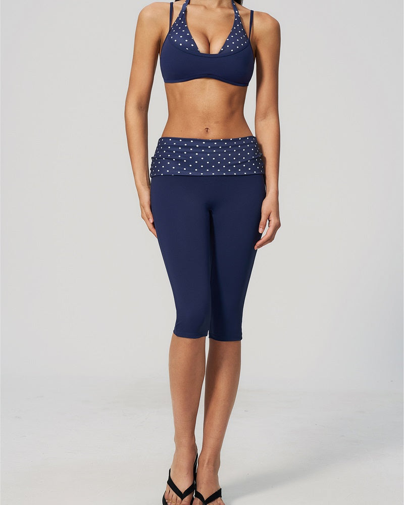 Vyla™ Contrast Trim Strappy Back Halter Sports Bra