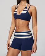 Vyla™ Contrast Trim Strappy Back Halter Sports Bra