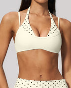 Vyla™ Contrast Trim Strappy Back Halter Sports Bra