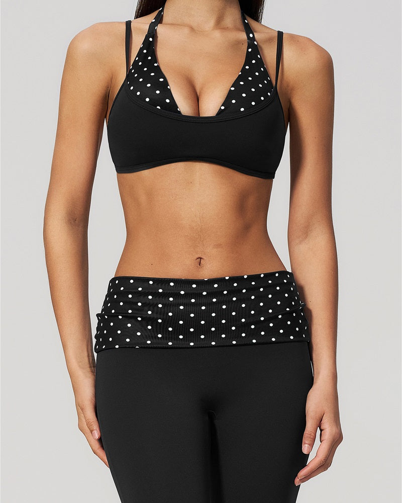 Vyla™ Contrast Trim Strappy Back Halter Sports Bra