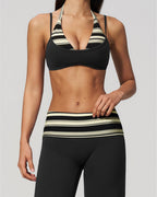 Vyla™ Contrast Trim Strappy Back Halter Sports Bra