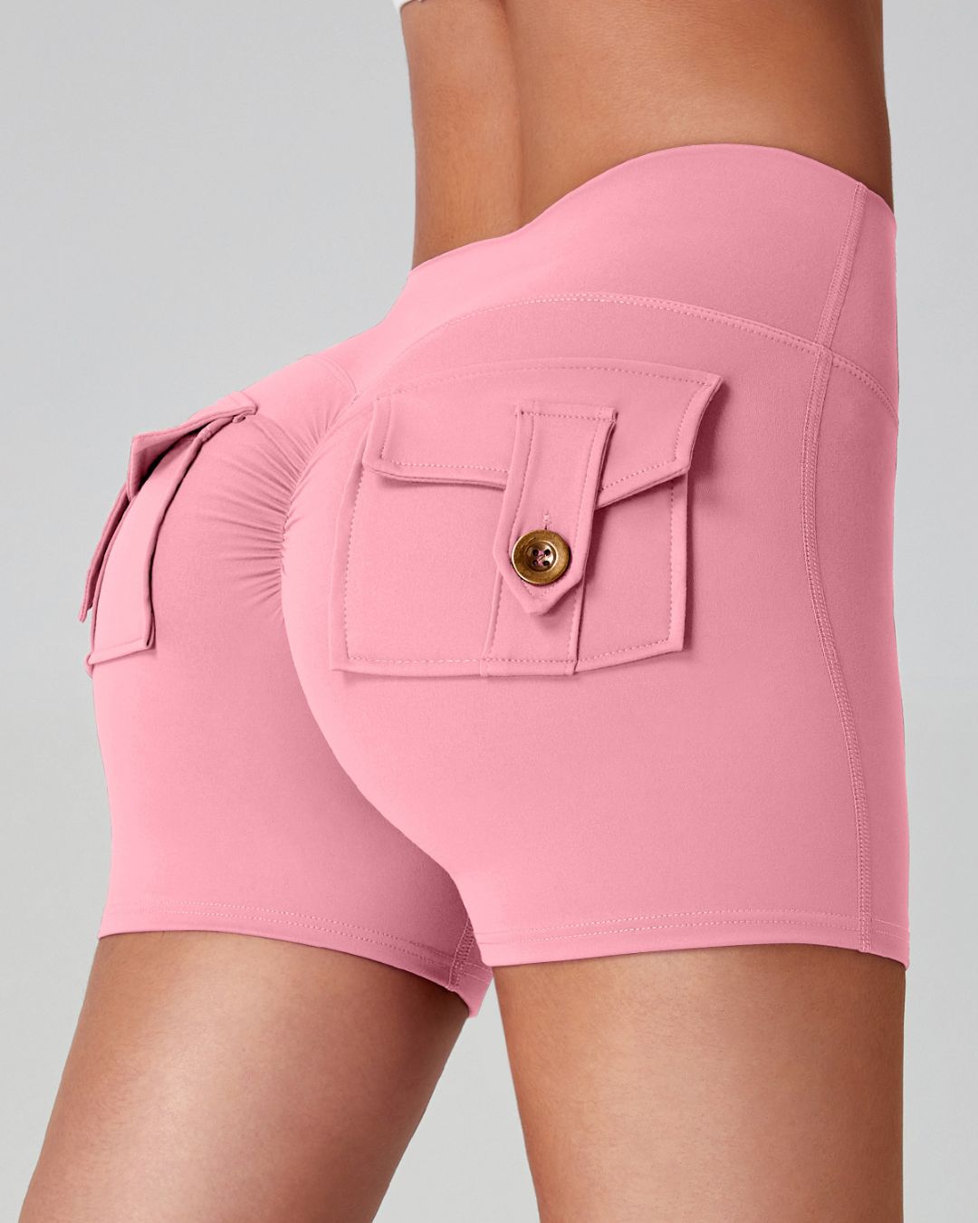 Vyla™ Cargo Pocket Scrunch High-Waisted Yoga Shorts