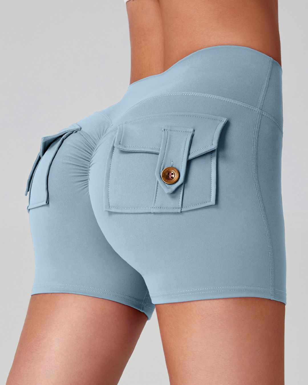 Vyla™ Cargo Pocket Scrunch High-Waisted Yoga Shorts
