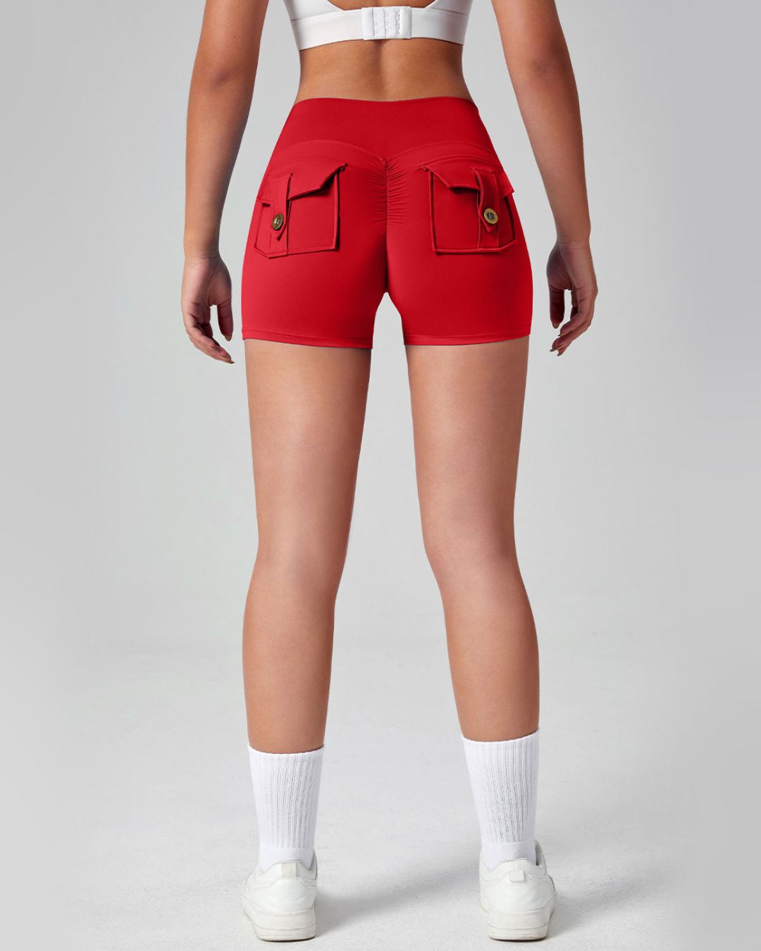 Vyla™ Cargo Pocket Scrunch High-Waisted Yoga Shorts