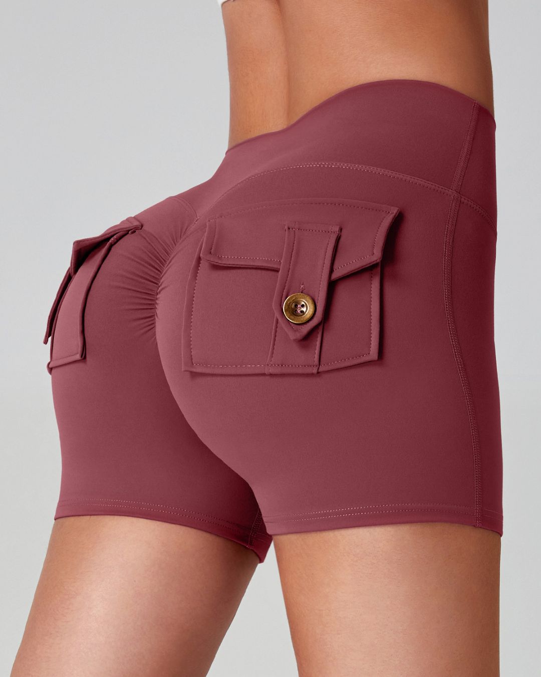 Vyla™ Cargo Pocket Scrunch High-Waisted Yoga Shorts