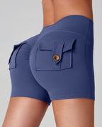 Vyla™ Cargo Pocket Scrunch High-Waisted Yoga Shorts