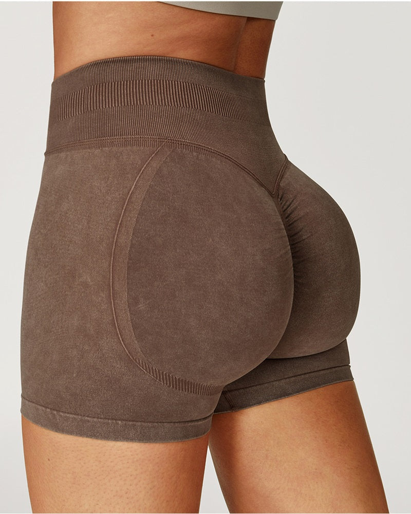 Vyla™ Seamless Washed High-Waisted Butt-Lifting Yoga Shorts
