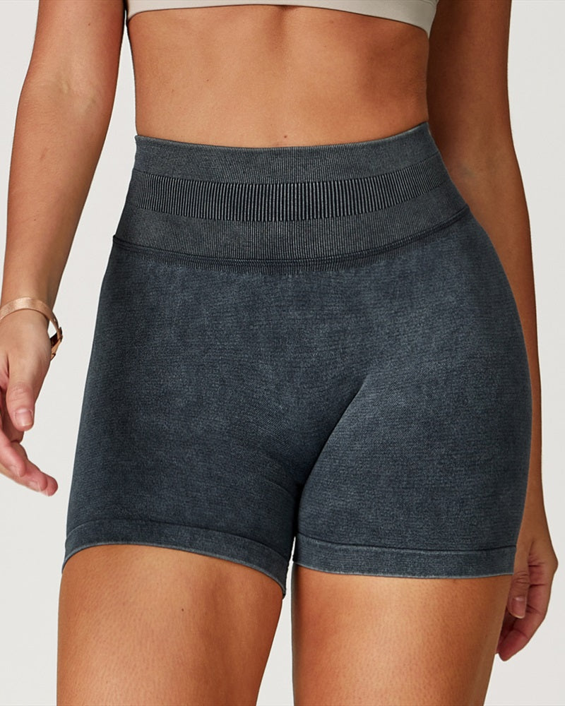Vyla™ Seamless Washed High-Waisted Butt-Lifting Yoga Shorts